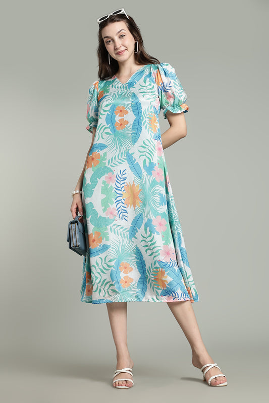 White Sunset Florals - Aqua