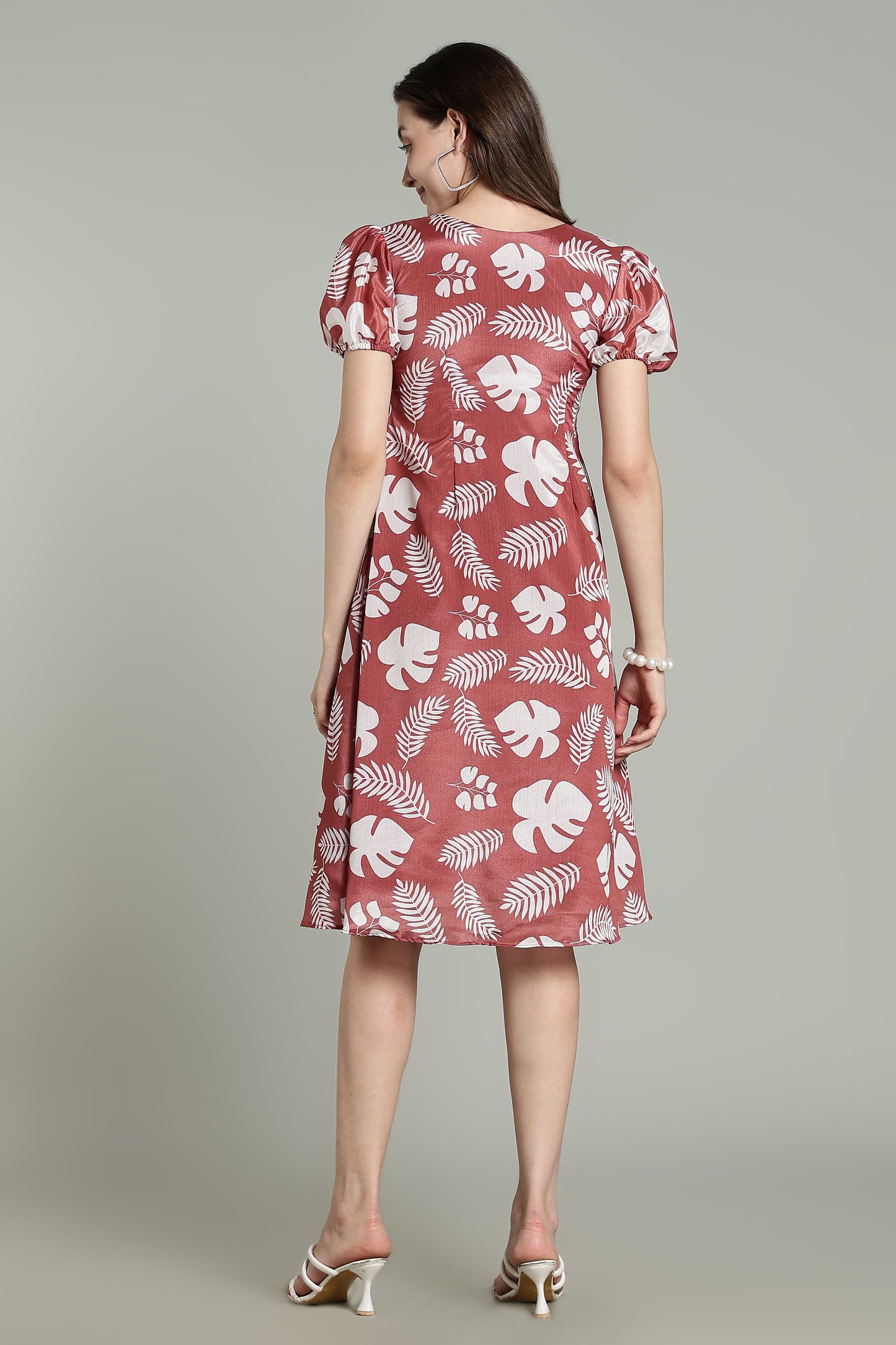 Brown Maxi Dress & Brown Terracotta Leaf – Tropical Whites