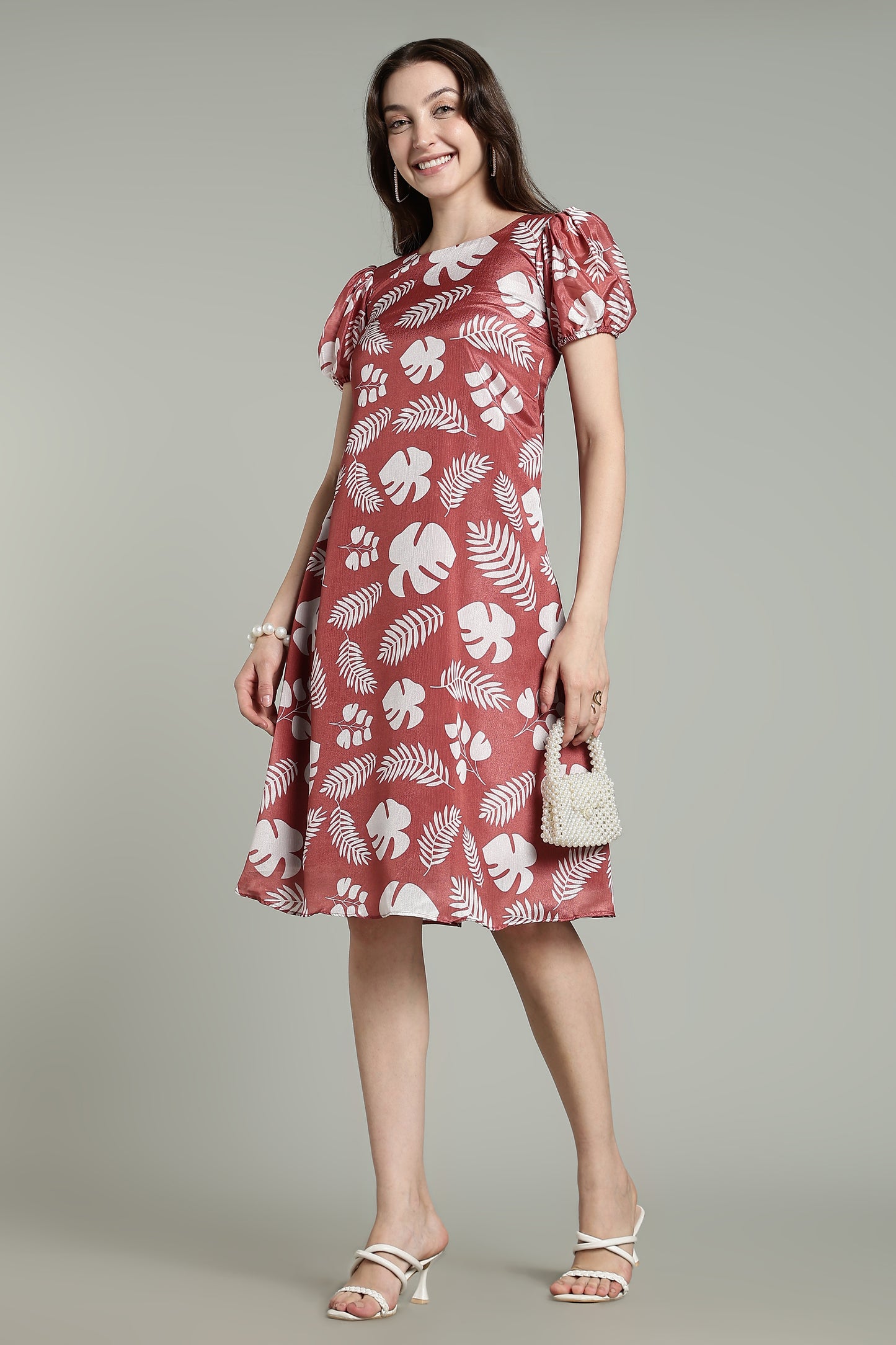 Brown Maxi Dress & Brown Terracotta Leaf – Tropical Whites