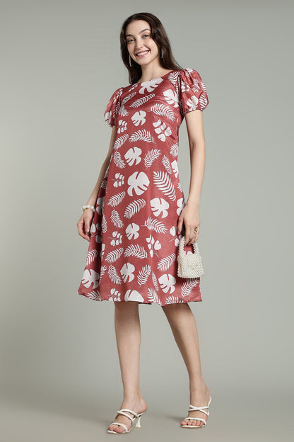 Brown Maxi Dress & Brown Terracotta Leaf – Tropical Whites