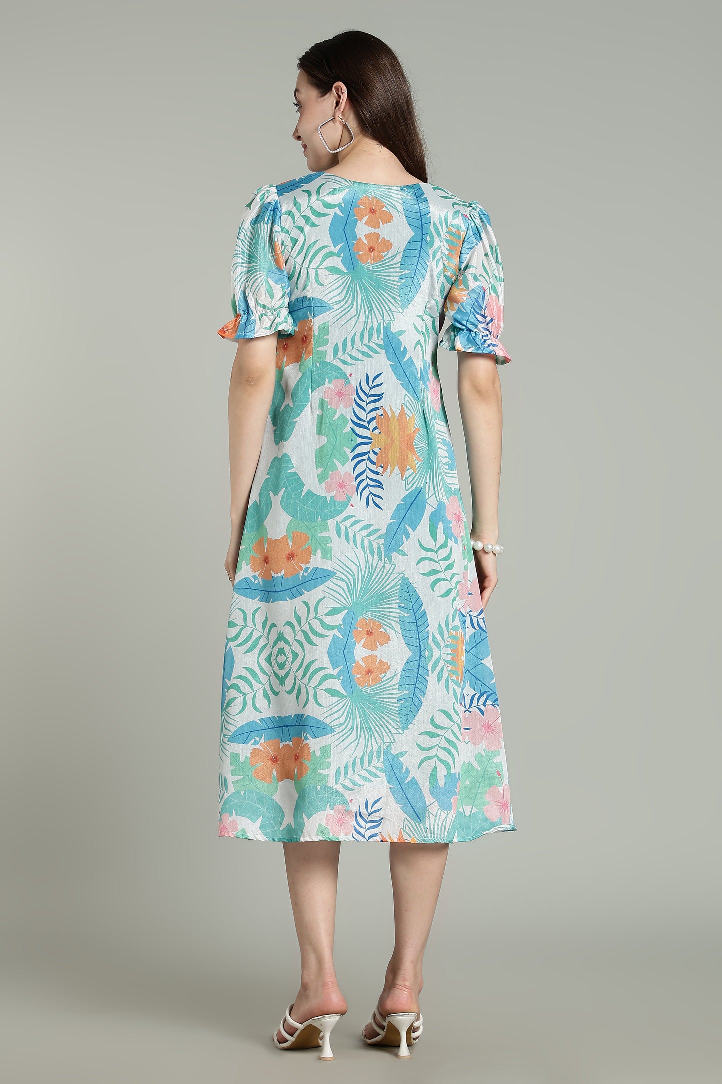 White Sunset Florals - Aqua