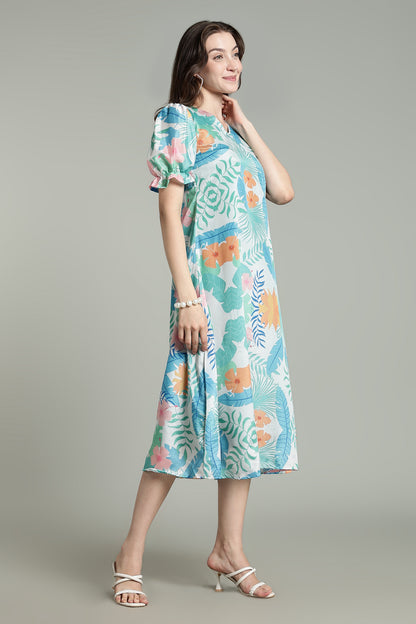 White Sunset Florals - Aqua