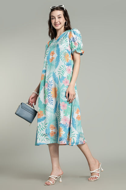 White Sunset Florals - Aqua