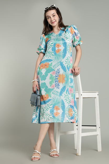 White Sunset Florals - Aqua