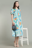 White Sunset Florals - Aqua