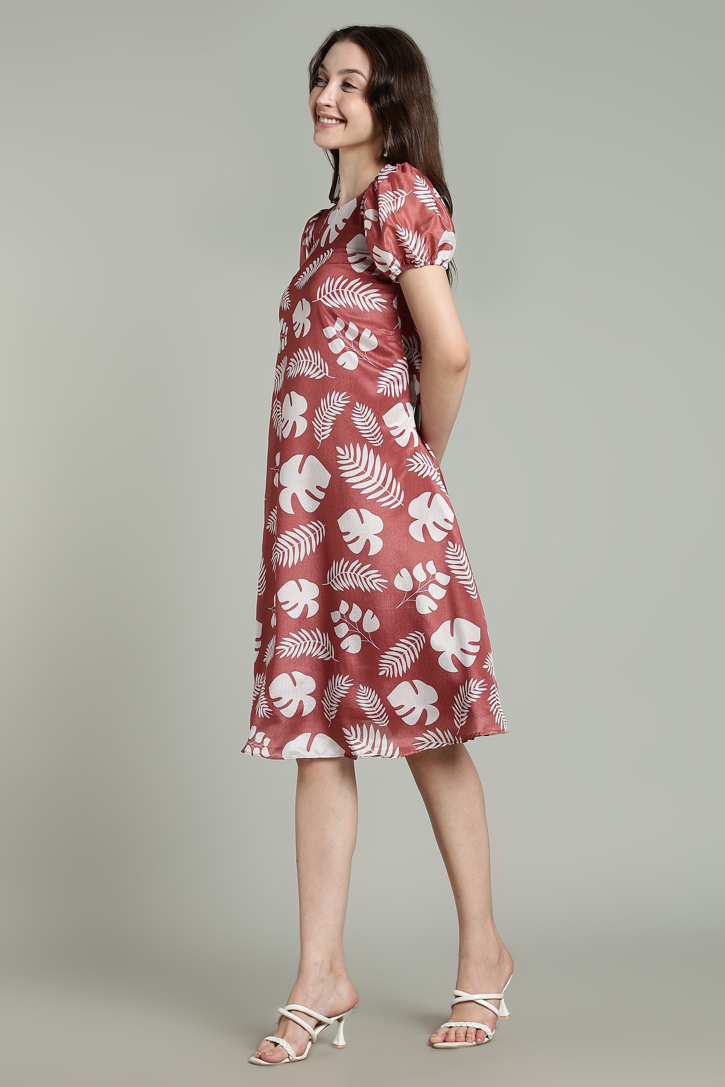Brown Maxi Dress & Brown Terracotta Leaf – Tropical Whites