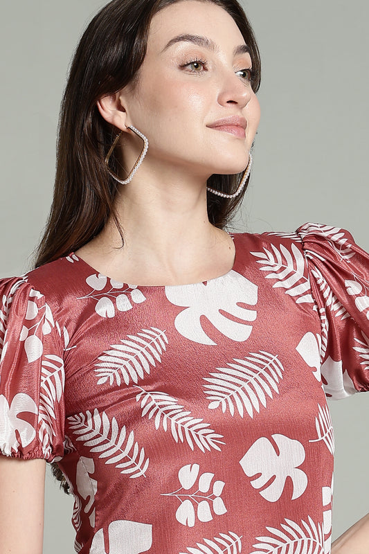 Brown Maxi Dress & Brown Terracotta Leaf – Tropical Whites