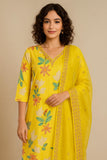 Women's Salwar Suit Set Yellow – Top + Bottom + Shawl | Premium Blend