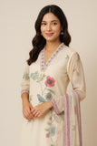 Women's Salwar Suit Set White – Top + Bottom + Shawl | Premium Blend
