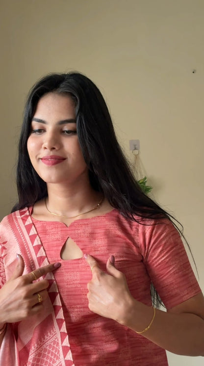 Women's Long tops with Shawl - Deeper Pink
